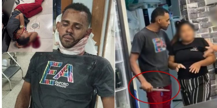 Vídeo forte: Homem ameaça ex-mulher com faca e é baleado dentro da loja Havan