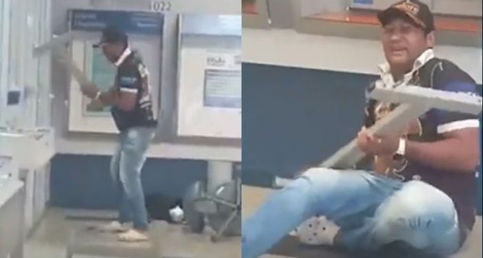 Vídeo: Homem destrói agência da Caixa após não conseguir sacar FGTS