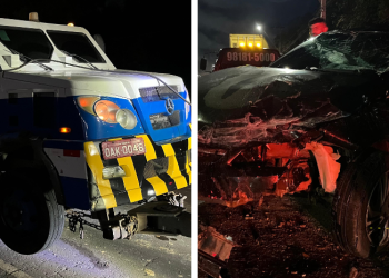 Vídeo: colisão entre carro-forte e Gol deixa duas pessoas feridas no Distrito Industrial