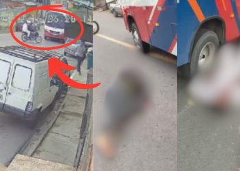 Assista o momento que dupla de moto quase morre em cruzamento no Armando Mendes