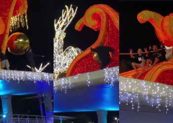 Influenciadores' vandalizam enfeites natalinos na Ponta Negra