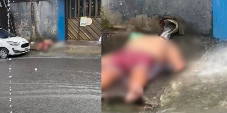 Bêbado dorme na calçada e 'toma banho' de cano de rua em Manaus: "Eita, ressaca brava"