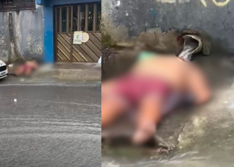 Bêbado dorme na calçada e 'toma banho' de cano de rua em Manaus: "Eita, ressaca brava"
