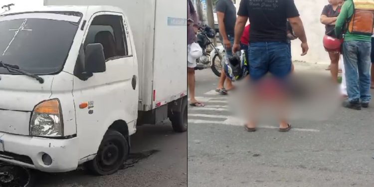 Motociclista fica ferido após colidir com caminhão em cruzamento no Nova Cidade