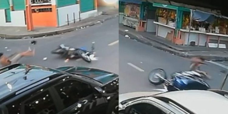 Câmera filma motociclista em alta velocidade e sem capacete 'beijando o asfalto' na Compensa