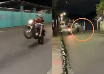 Vídeo: sem capacete, jovem leva queda após dar 'grau' no Santa Etelvina