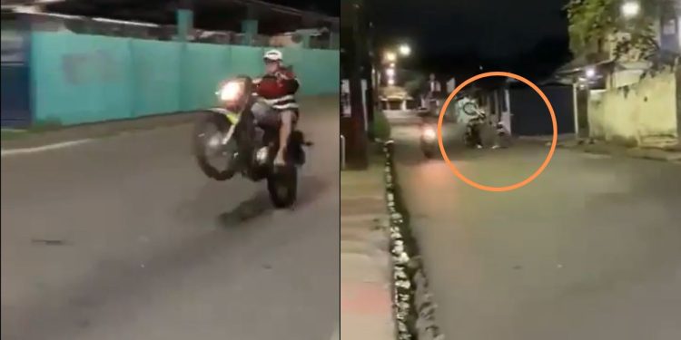 Vídeo: sem capacete, jovem leva queda após dar 'grau' no Santa Etelvina