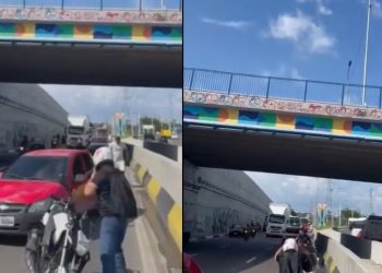 'Chuva de dinheiro' para o trânsito na avenida das Torres; veja vídeo
