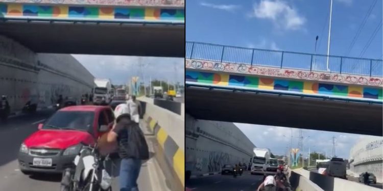 'Chuva de dinheiro' para o trânsito na avenida das Torres; veja vídeo