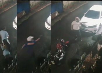 Vídeos: casal é assaltado por bandidos em motos ao descer de carro por App no Alvorada
