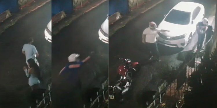 Vídeos: casal é assaltado por bandidos em motos ao descer de carro por App no Alvorada