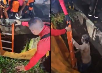 Vídeo: venezuelano cai em buraco de 5 metros enquanto caminhava em praça no Japiim