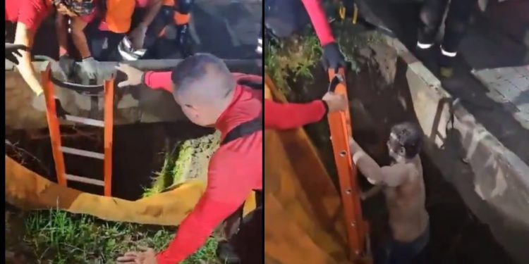 Vídeo: venezuelano cai em buraco de 5 metros enquanto caminhava em praça no Japiim