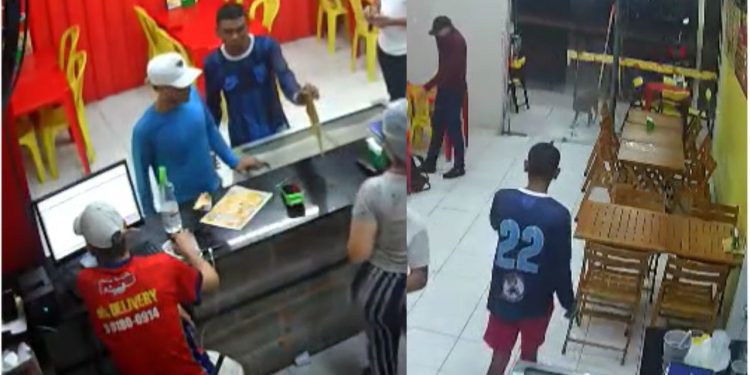 Vídeos: trio de criminosos fazem a 'limpa' em lanchonete no bairro Redenção