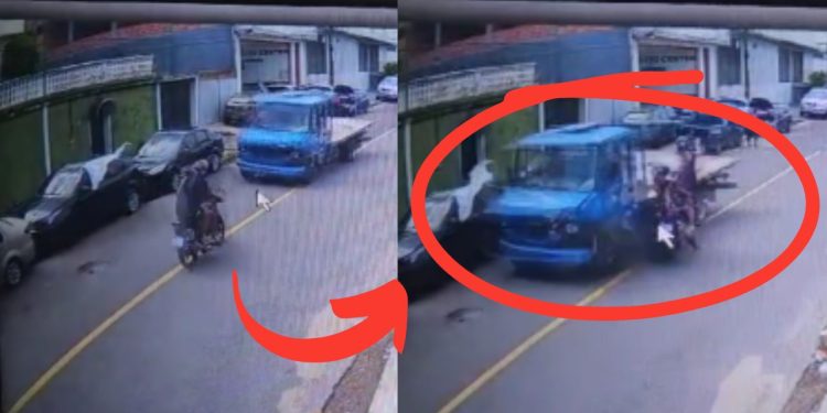 Assista o momento que Moto por App colide de frente com caminhão e morre no Japiim