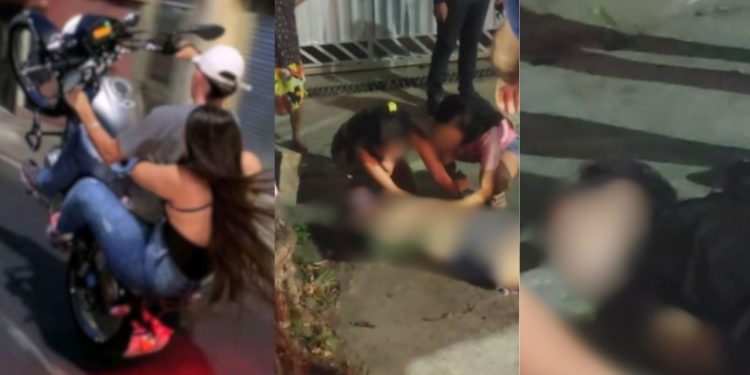 Casal fica todo 'ralado' após inventar de dar grau na moto em Manaus