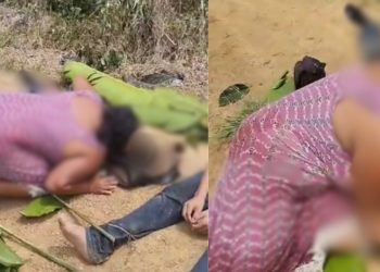 Grávida chora com os filhos após ver o marido morto no Amazonas