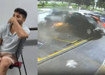 Motorista bêbado é flagrado destruindo carros na avenida Efigênio Salles