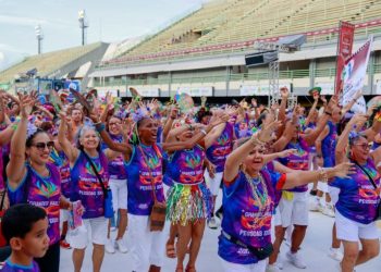 Idosos abrem desfile do Grupo Especial no Sambódromo