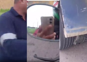 “Me bate”: Motoqueiro e caminhoneiro brigam no meio da Avenida das Flores