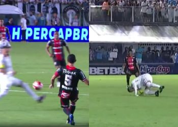 Neymar leva bolada nas ‘partes baixas’ em primeiro lance de reestreia pelo Santos