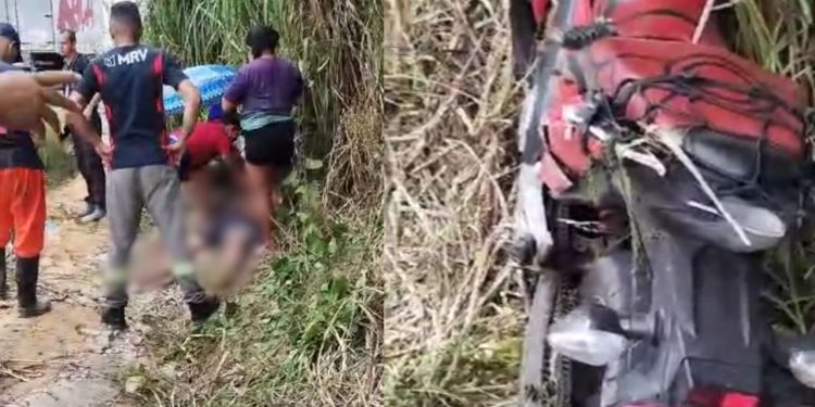 Após passar por buraco, motociclista bate a cabeça e fica desacordado em Manaus