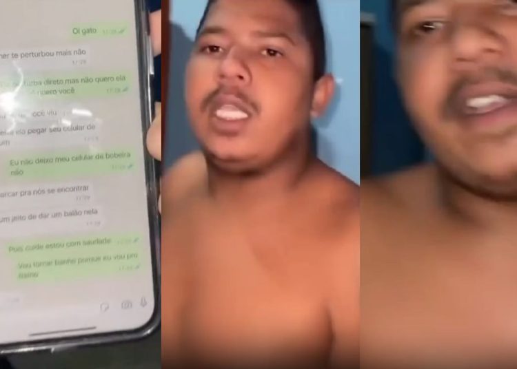 Esposa pega o marido trocando mensagens picantes com outro homem: "Não quero ela, quero você"