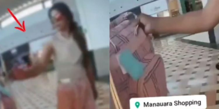Vídeo: Dondoca com ‘mão leve’ tenta furtar bolsa de quiosque no Manauara Shopping e se atrapalha