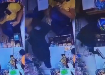 Bandido violento dá coronhada em balconista durante assalto em Manaus