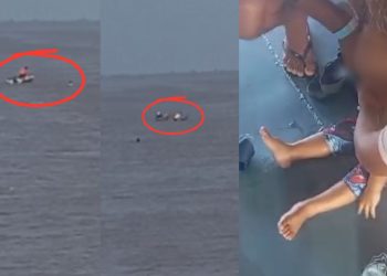 Vídeo forte mostra bebezinho quase morrendo afogado após cair de barco no Amazonas