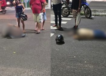 Após colisão entre motos, vítimas ficam sangrand0 em avenida da Cachoeirinha