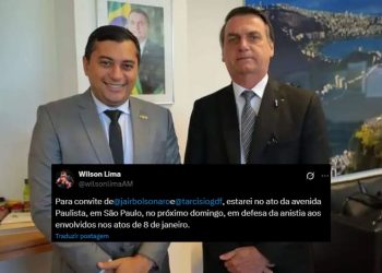 A convite de Bolsonaro, Wilson Lima anuncia que estará na avenida Paulista em defesa da anistia