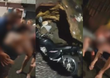 Casal em moto fica sangrando após cair em buraco na zona leste de Manaus