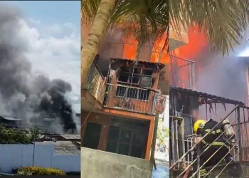 Incêndio atinge casa e quatro pessoas sofrem queimaduras, no Centro