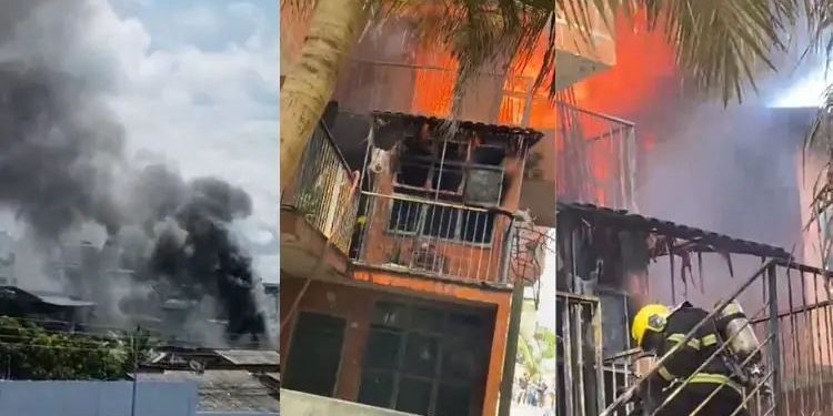 Incêndio atinge casa e quatro pessoas sofrem queimaduras, no Centro