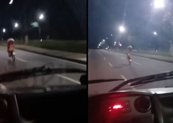 Vídeo mostra motociclista dando 'grau' na Avenida das Torres