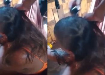 Vídeo chocante: cabeça de mulher é raspada por causa de suposta traição