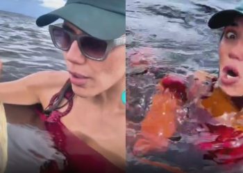 Blogueira joga cerveja no rio para os botos e vira alvo de críticas em Manaus