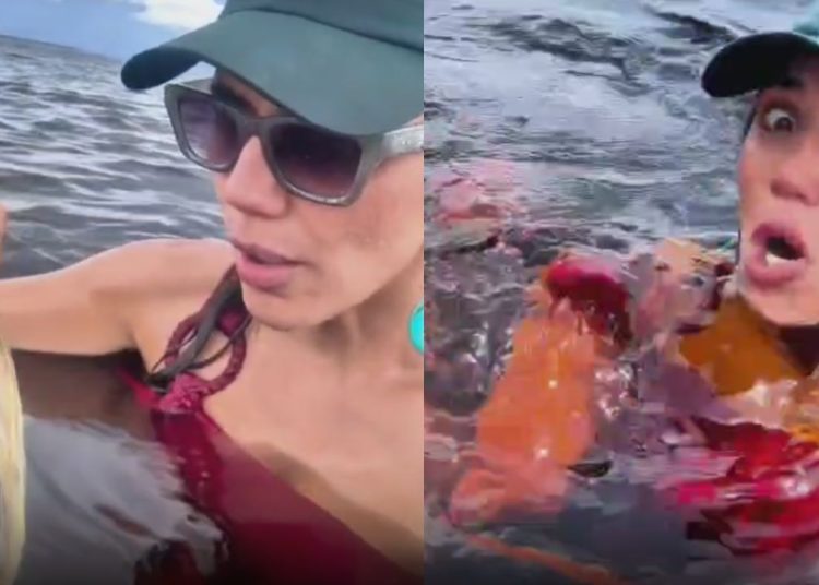 Blogueira joga cerveja no rio para os botos e vira alvo de críticas em Manaus