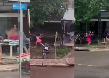 "Joga milho pras galinhas": Morenas trocam empurrões e cadeiradas em Presidente Figueiredo; VÍDEO