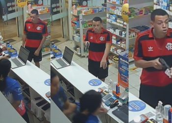 'Sujando o manto': Flamenguista armado assalta drogaria no Grande Vitória; veja