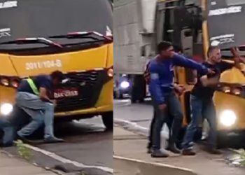 Motoristas largam o volante e trocam socos no meio da rua do Distrito