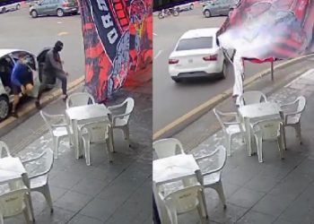 Amor ou ódio? Em dia de jogo, homens arrancam bandeira do Flamengo de bar no Alvorada
