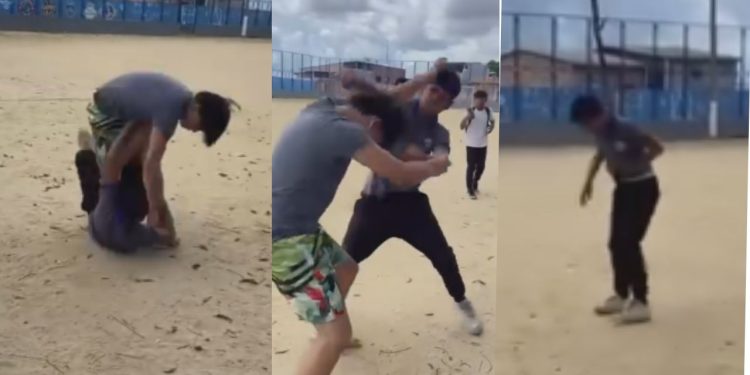 vídeo mostra alunos trocando socos em campo na zona norte de Manaus