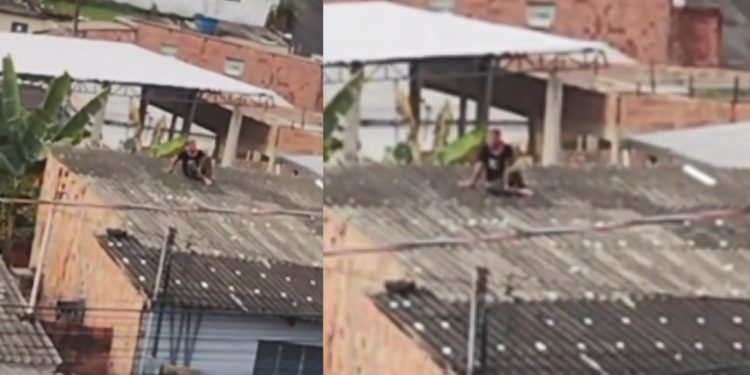 "Polícia, policia": ladrão foge do tribunal do crime, sobe no telhado e chama a polícia em Manaus; vídeo