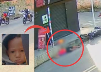 Veja o momento que pistoleiro mata pai e filho de 2 anos em moto no Valparaíso