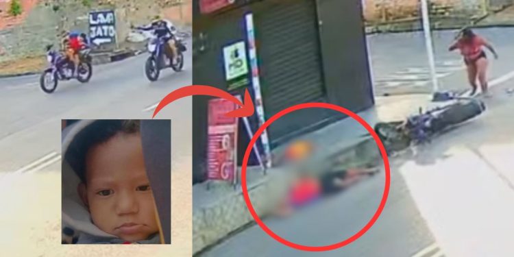 Veja o momento que pistoleiro mata pai e filho de 2 anos em moto no Valparaíso