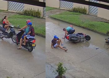 “Tá doida?”: Colisão frontal entre motos em Tabatinga termina em discussão; VÍDEO