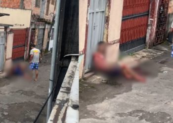 Vídeo mostra últimos momentos do homem esfaqueado que batia na mãe no Japiim