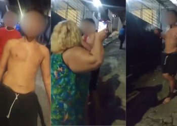 vídeo mostra mãe sendo agredida pelos filhos de 15 e 16 anos